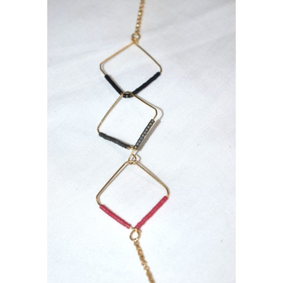 Ep Square And Hexagon Shaped Beaded Chain Necklace - Picture 2 of 9